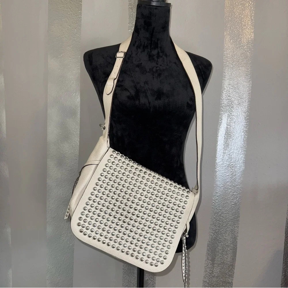 Coach Purse‎ Studded White Leather Crossbody Bag Vintage Y2K Biker Chic